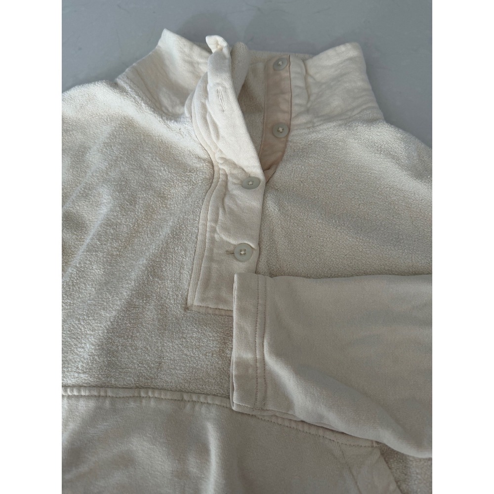 REI Co-op Womens Cream Hemp Cotton Blend Button Neck Pullover Sweatshirt XS - Picture 3 of 8